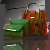 3 Pcs Fashionable Women’s Leather Plain Hand Bag Set For Women