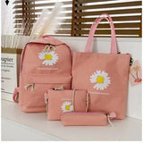 4-piece School Bag Set Daisy Flower Backpack Set Stylish