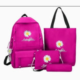 4-piece School Bag Set Daisy Flower Backpack Set Stylish