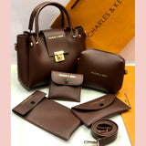 5 Pcs Shoulder Bag Set For Girls Charles & Keith Handbag (Brown)