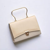 Stylish Cream Hand Bag With Top Handle And Long Strap